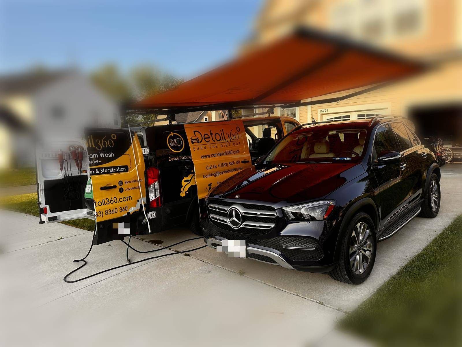 Car Detail 360 mobile unit at a customer's driveway